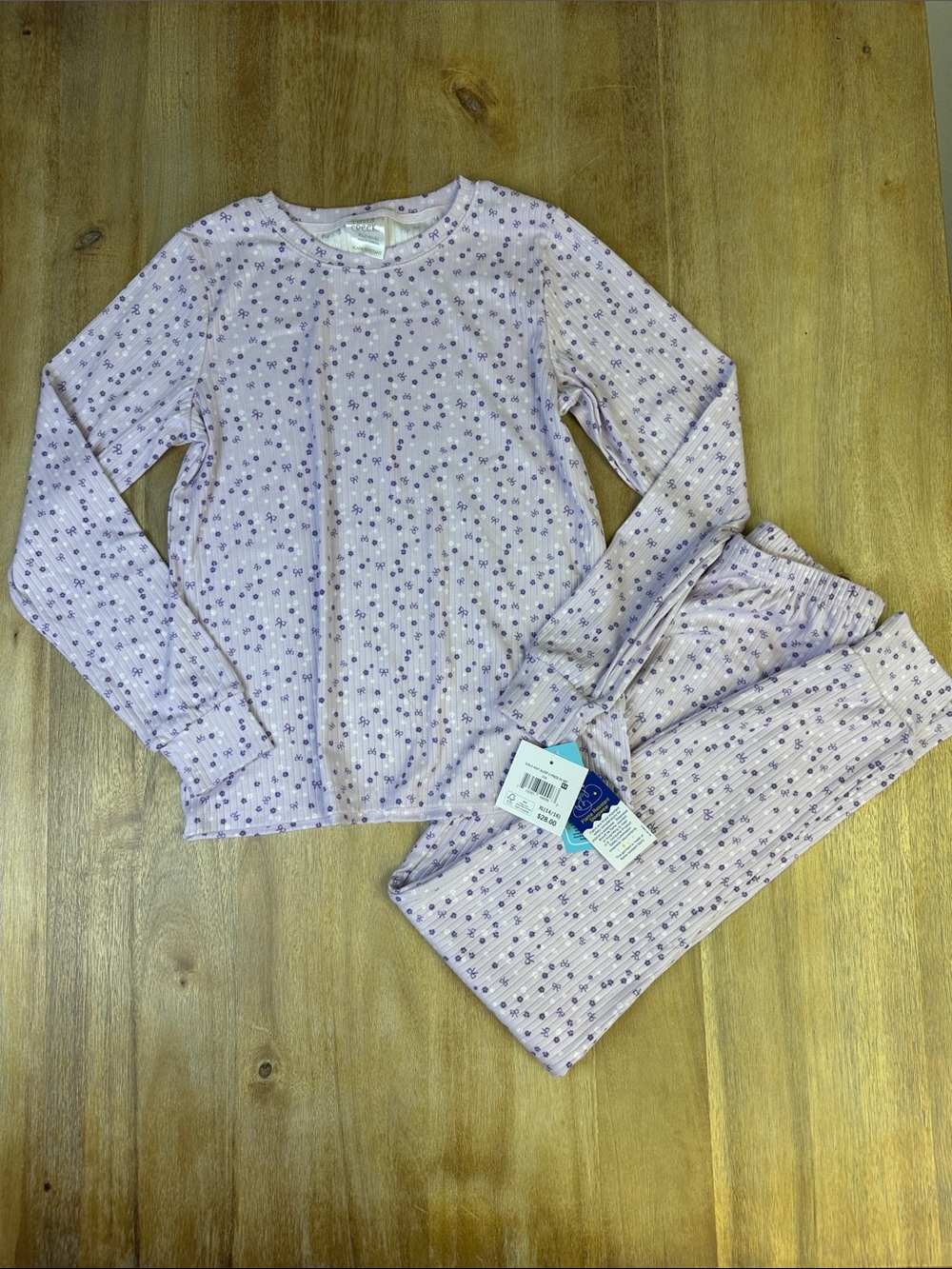 Falls Creek Girls 14/16 Lavender Floral Long-Sleeve Pajama Set